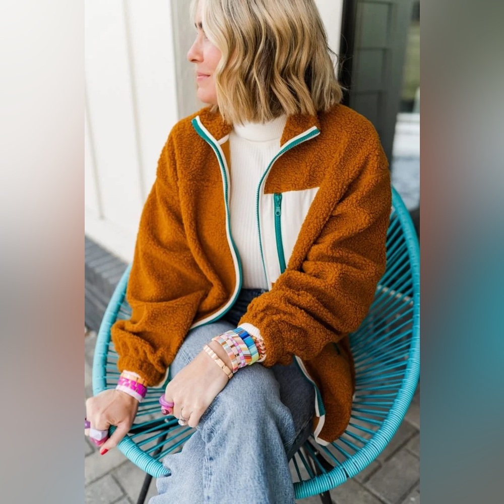 Universal Thread Burnt Orange Sherpa Teddy Jacket, Size XS